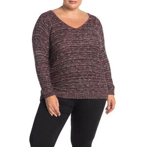 SUSINA women's V-Back Knit Sweater, long sleeve Made in USA plus size 3X